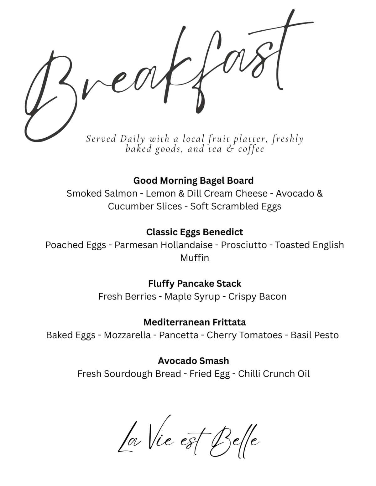 Sample menu image