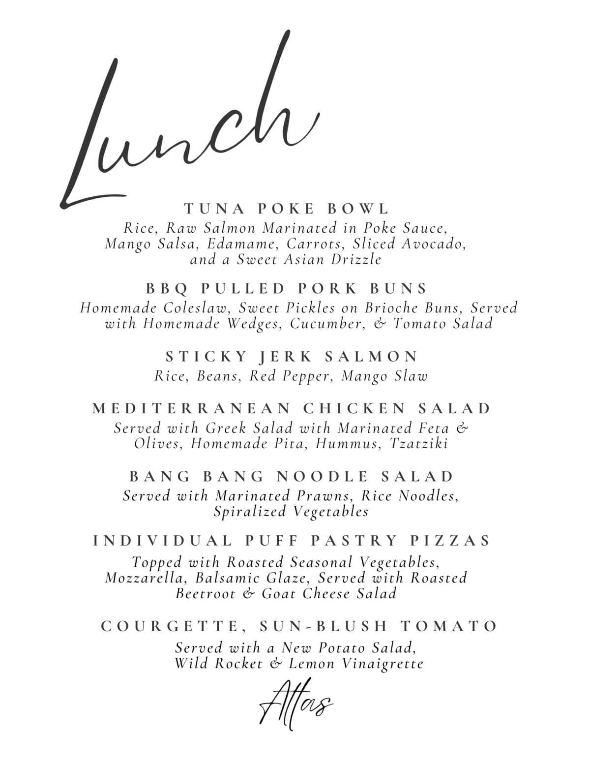 Sample menu image
