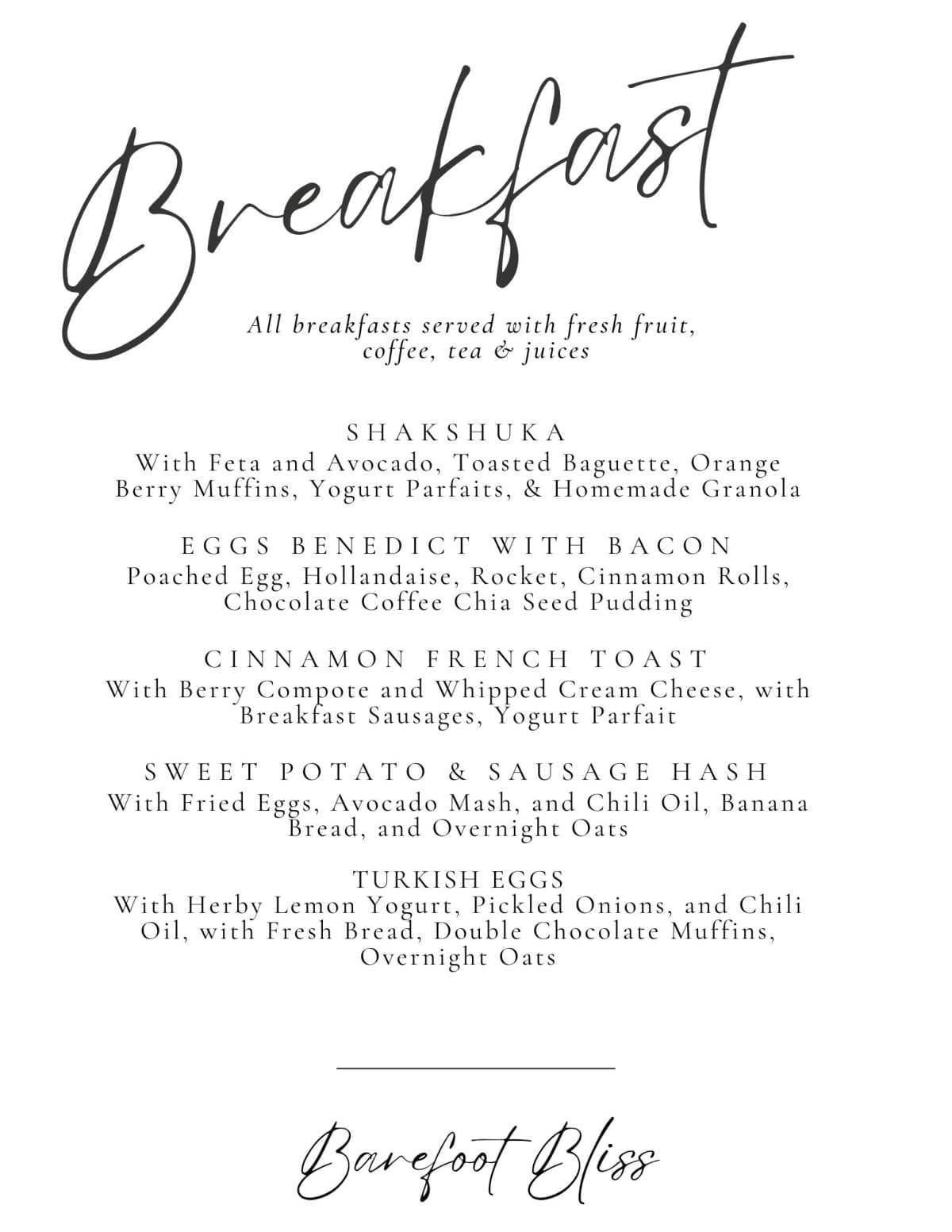 Sample menu image