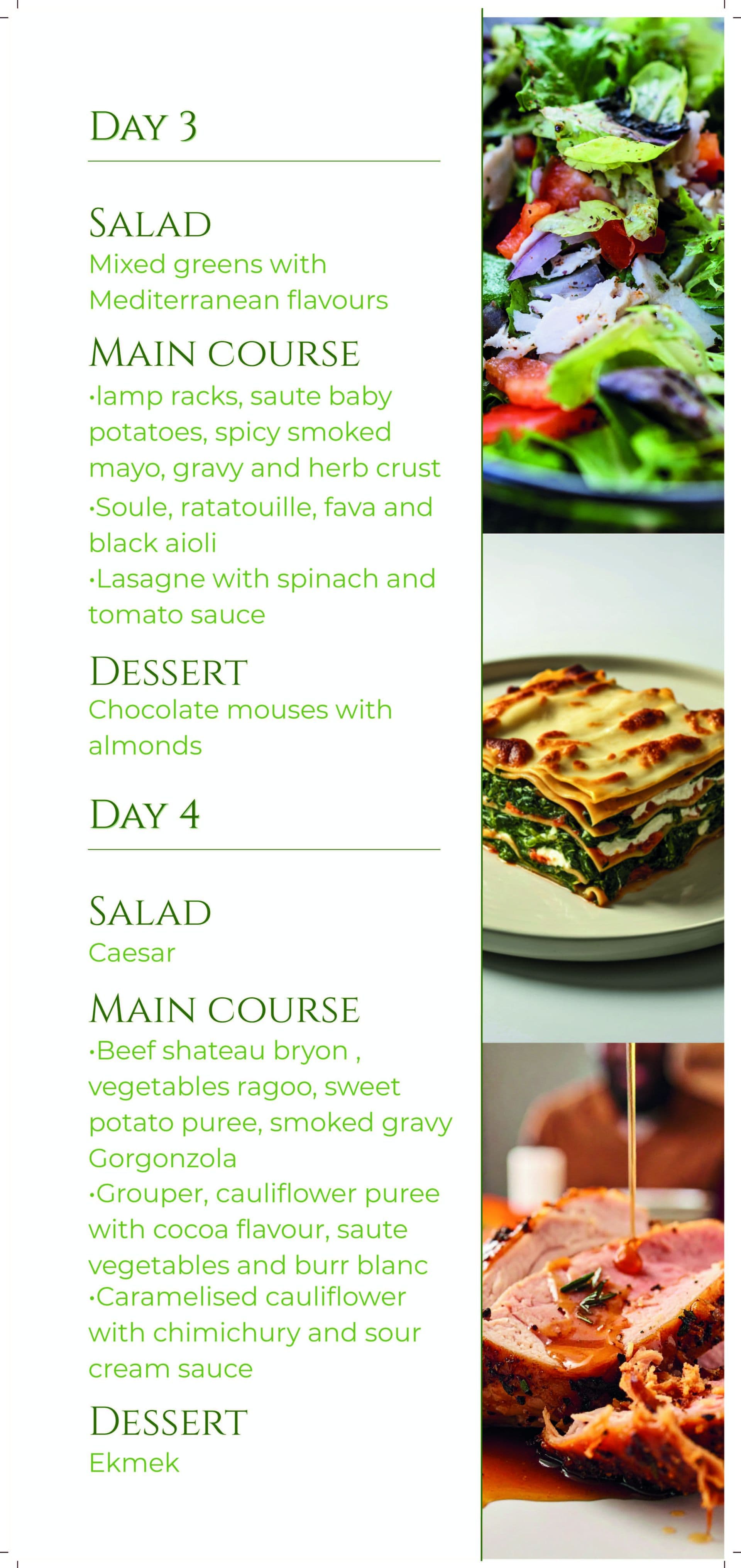 Sample menu image