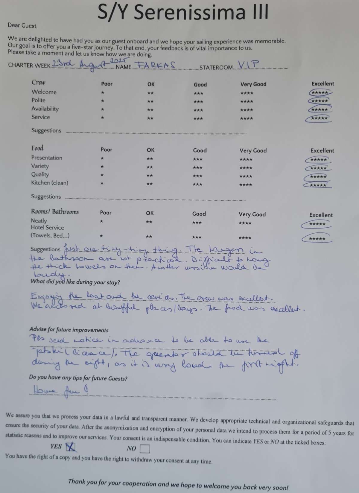 SERENISSIMA III guest review