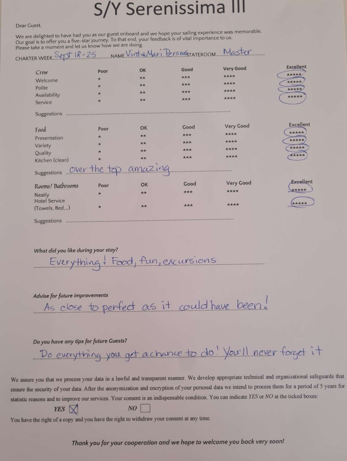 SERENISSIMA III guest review