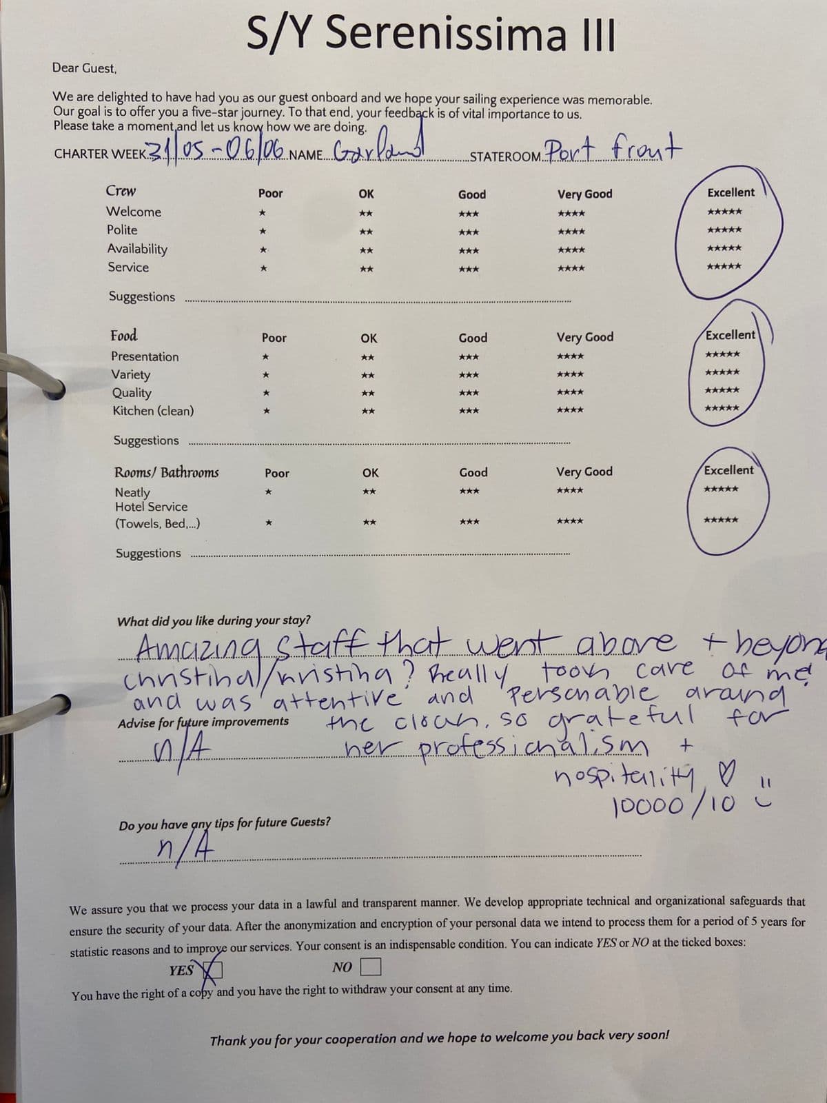 SERENISSIMA III guest review
