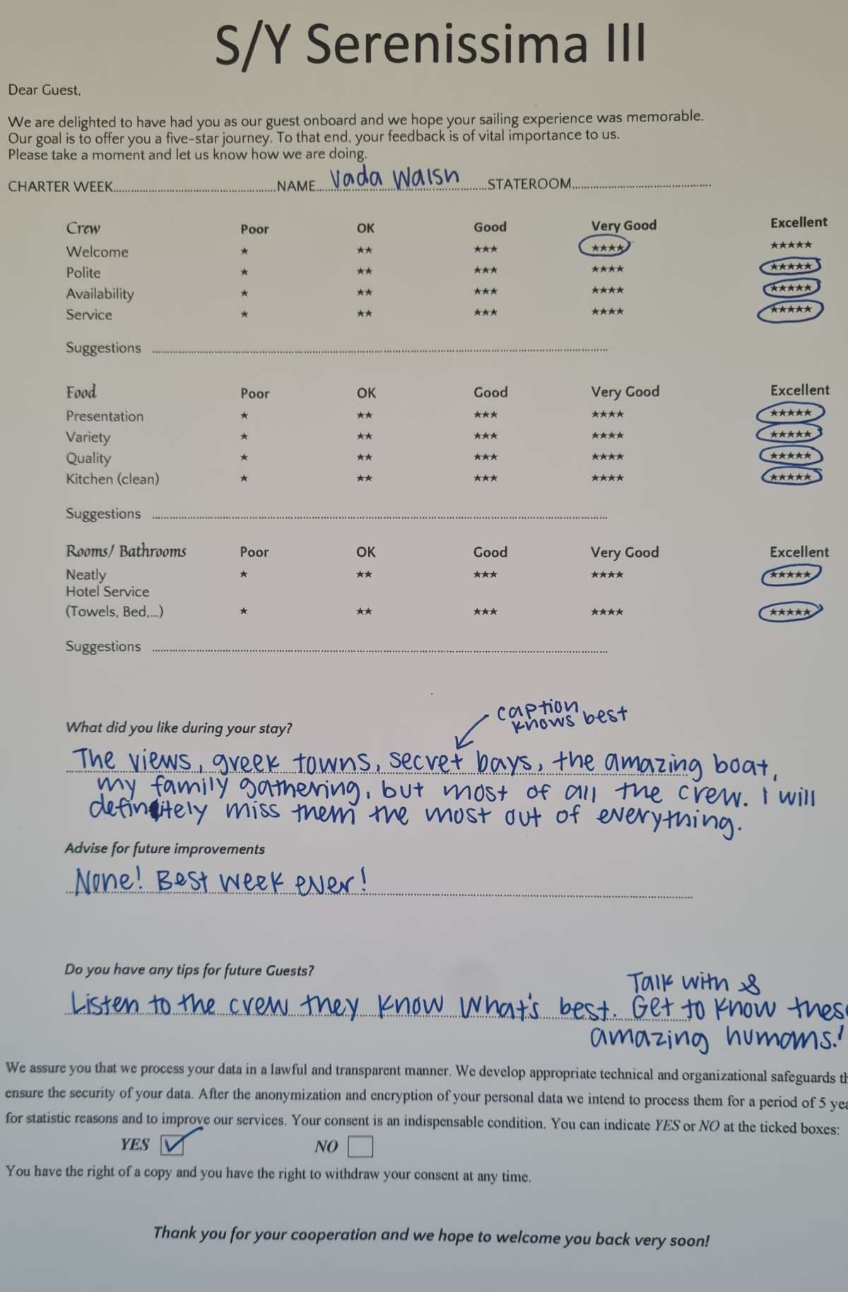 SERENISSIMA III guest review
