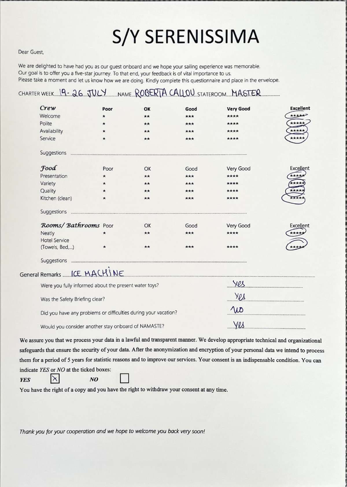 SERENISSIMA guest review