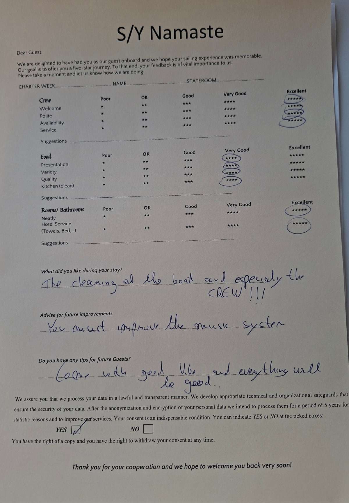 NAMASTE (SAMANA) guest review