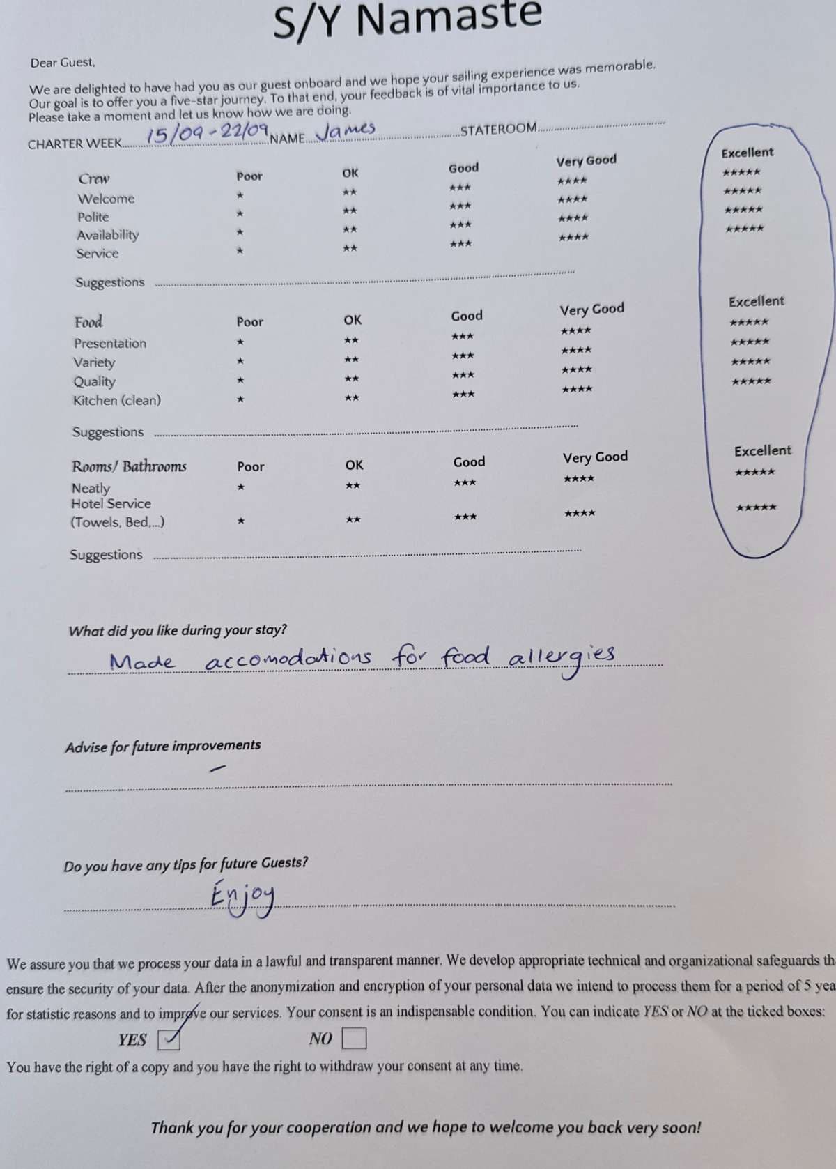 NAMASTE (SAMANA) guest review