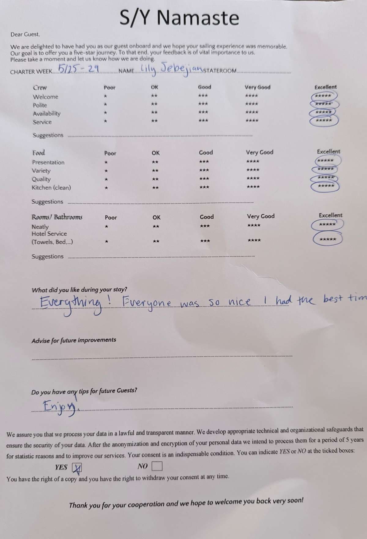 NAMASTE (SAMANA) guest review