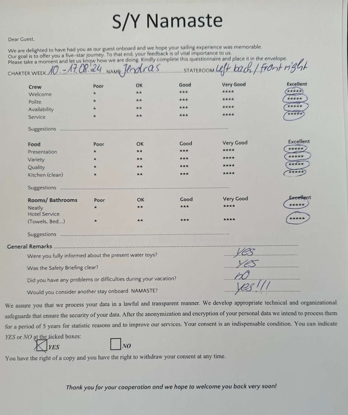 NAMASTE (SAMANA) guest review