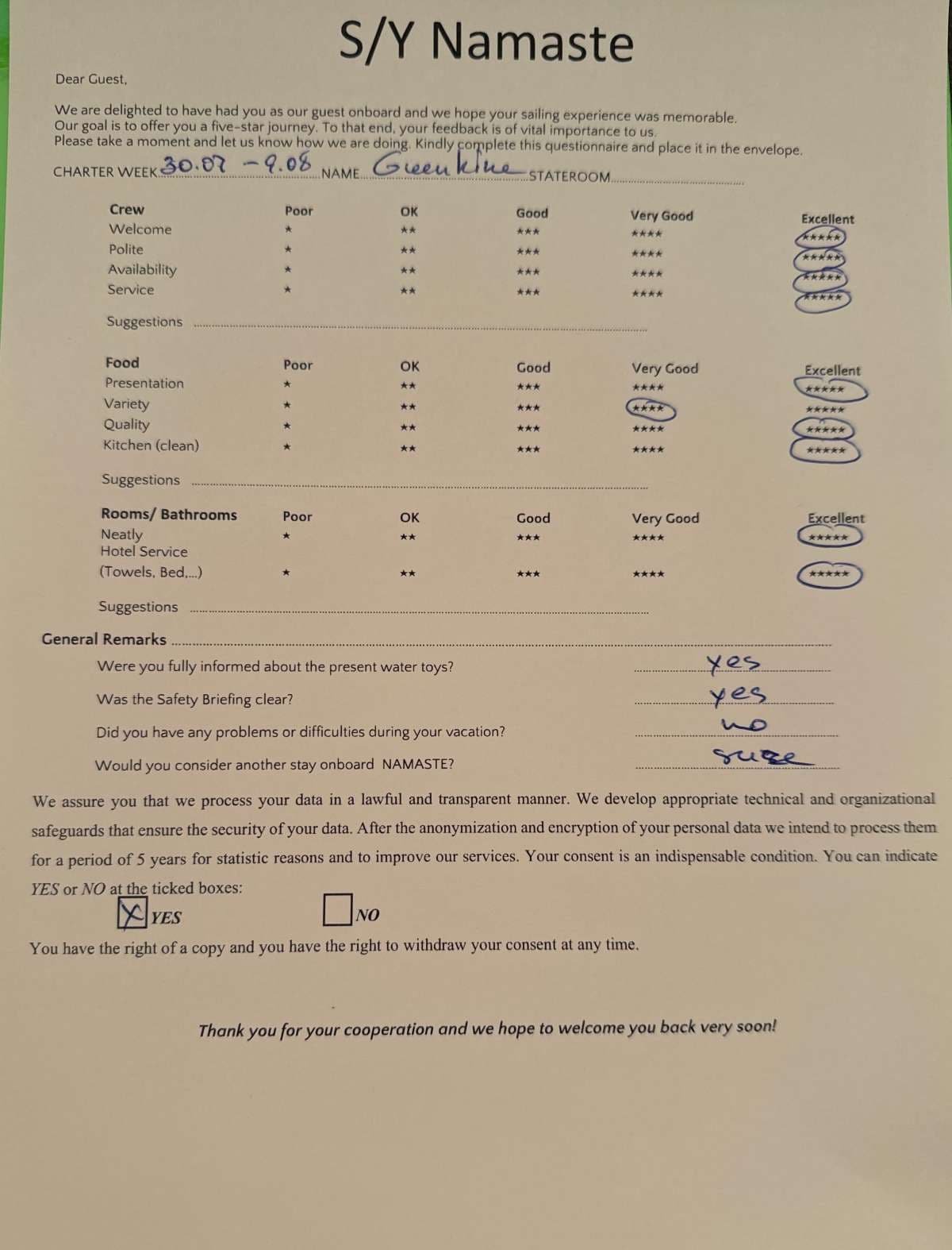 NAMASTE (SAMANA) guest review