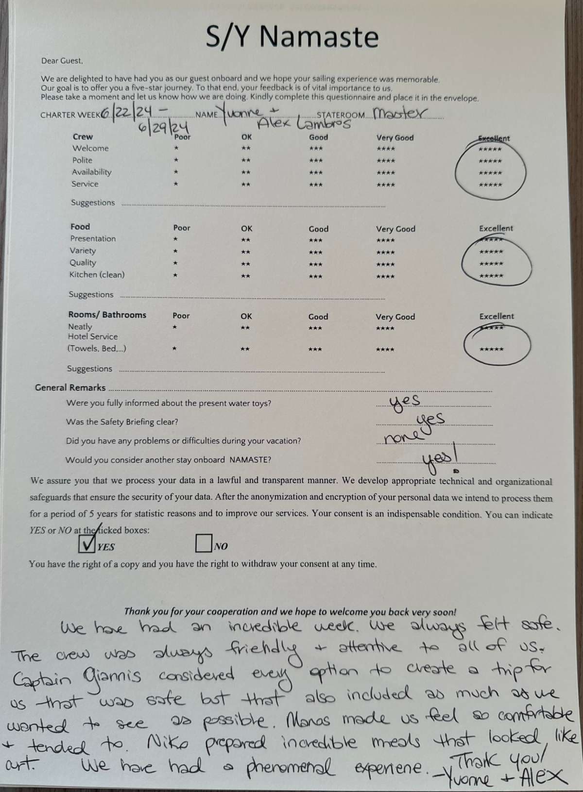 NAMASTE (SAMANA) guest review