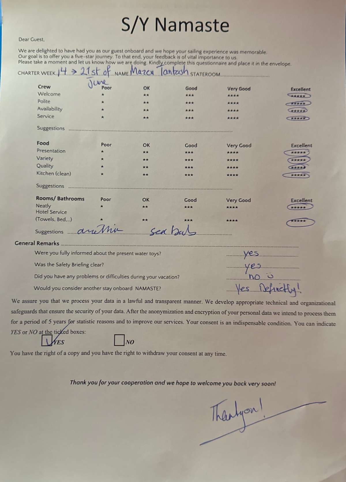 NAMASTE (SAMANA) guest review