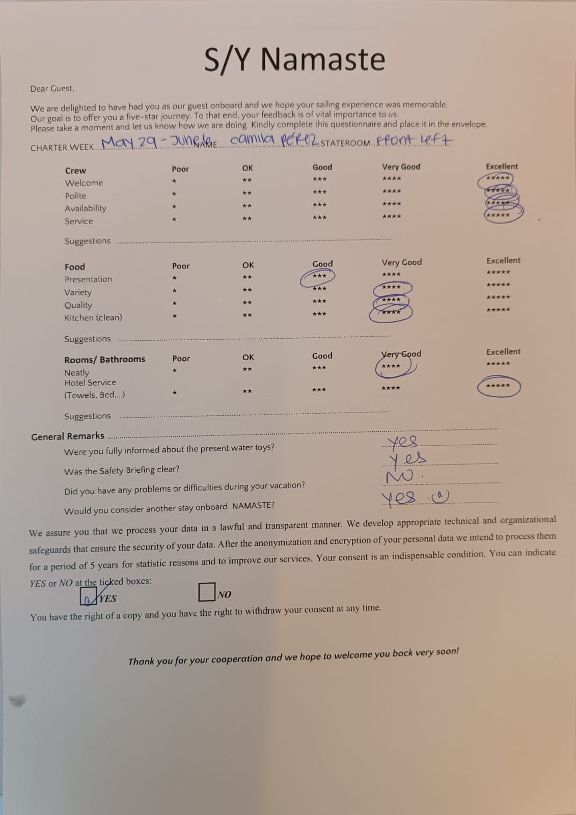 NAMASTE (SAMANA) guest review
