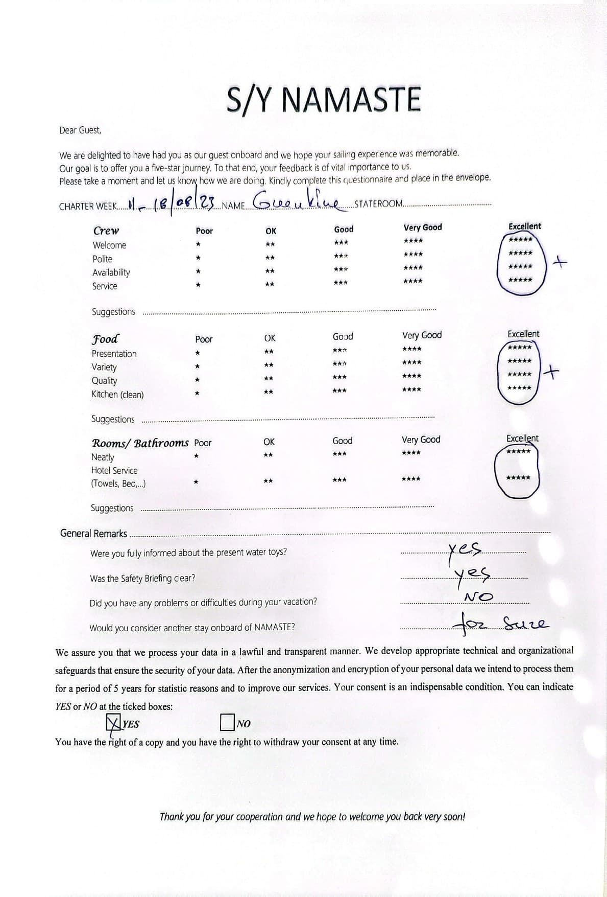 NAMASTE (SAMANA) guest review