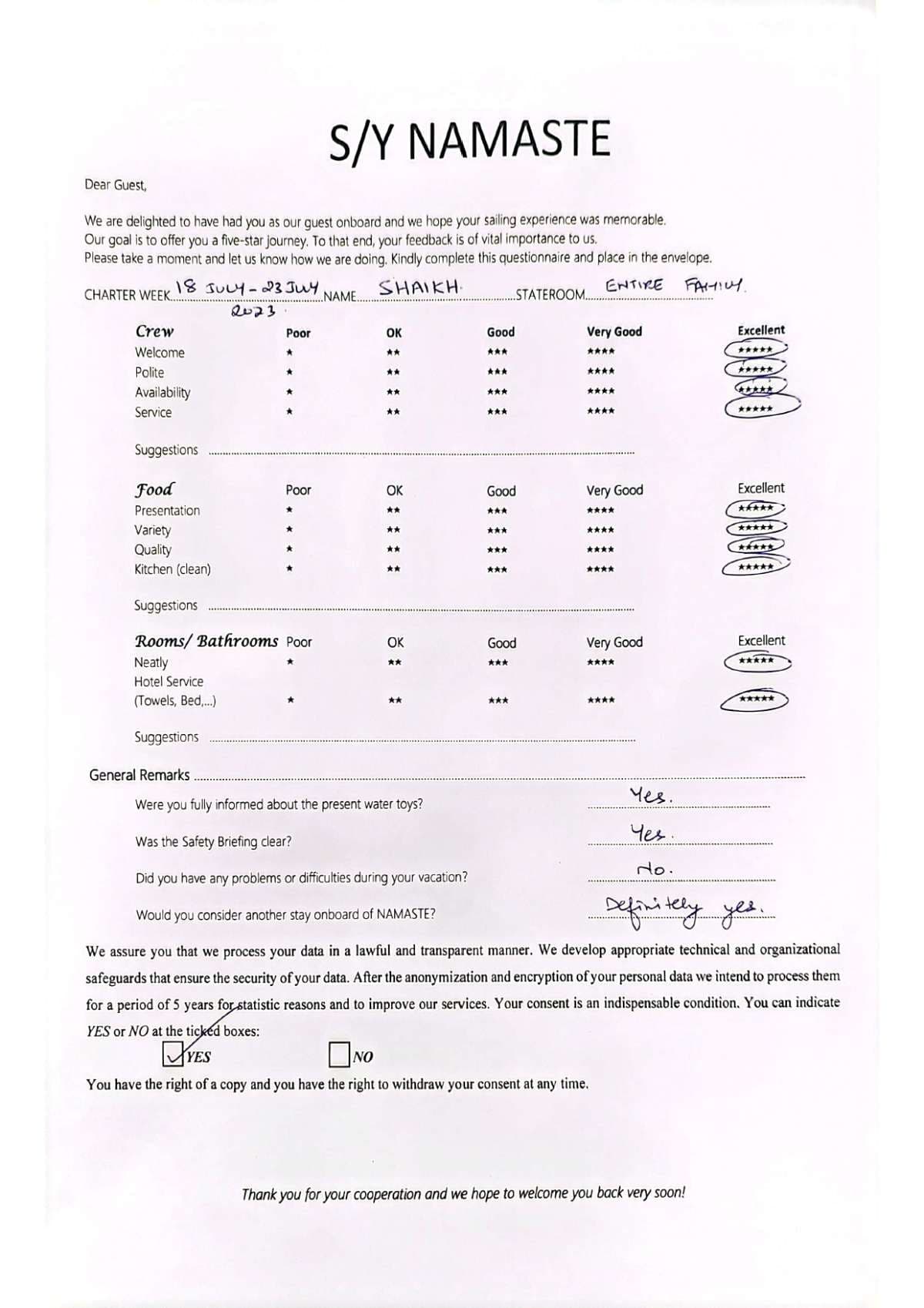 NAMASTE (SAMANA) guest review