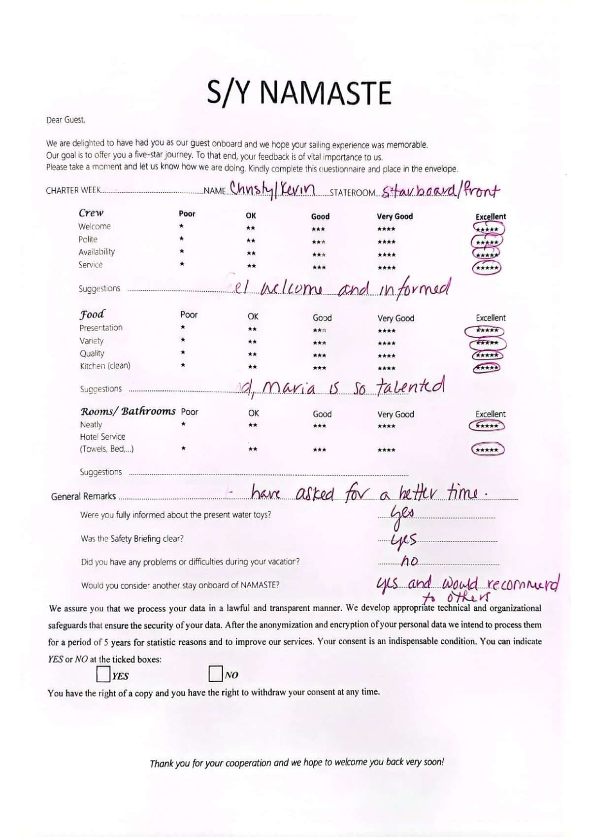NAMASTE (SAMANA) guest review