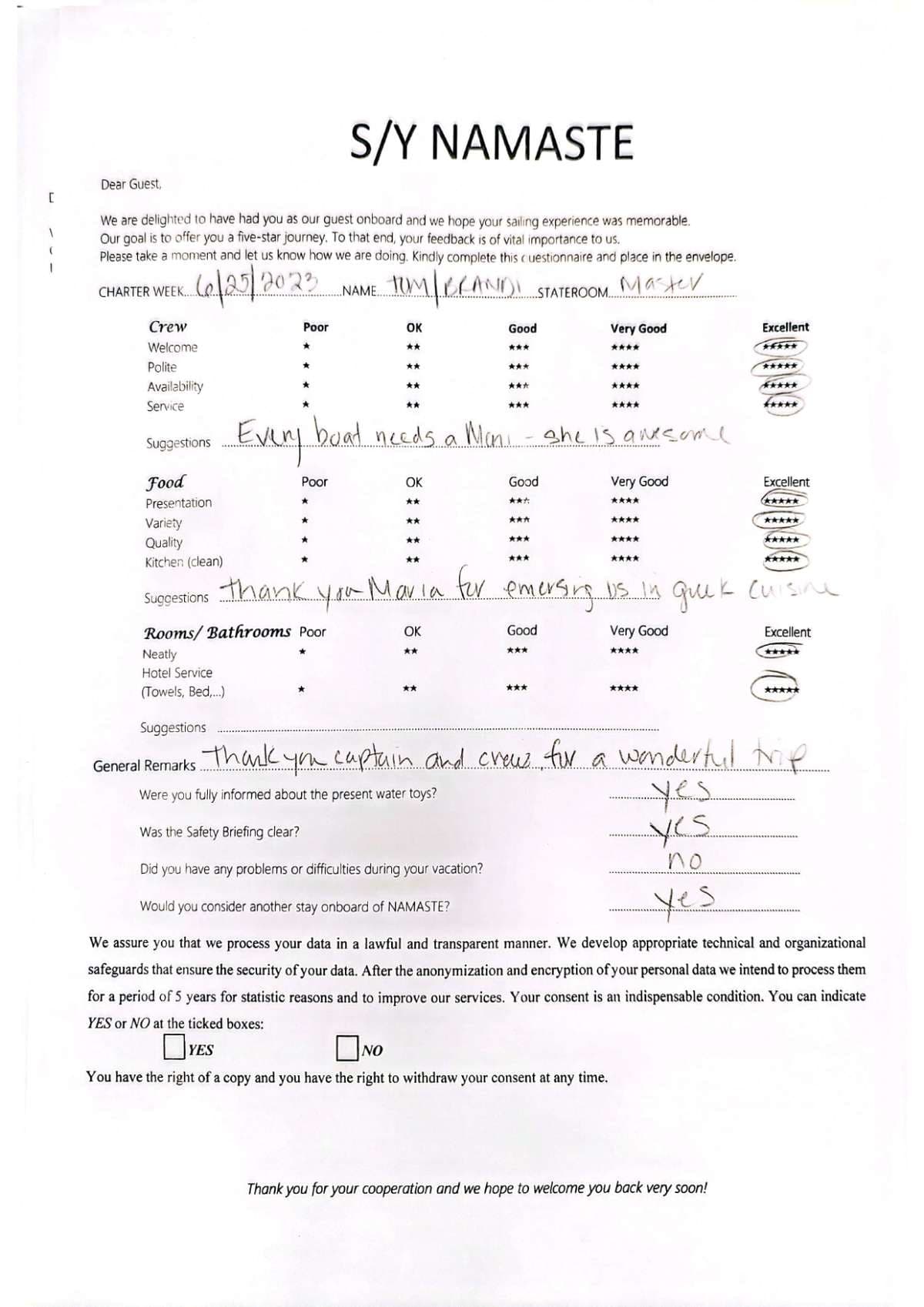 NAMASTE (SAMANA) guest review