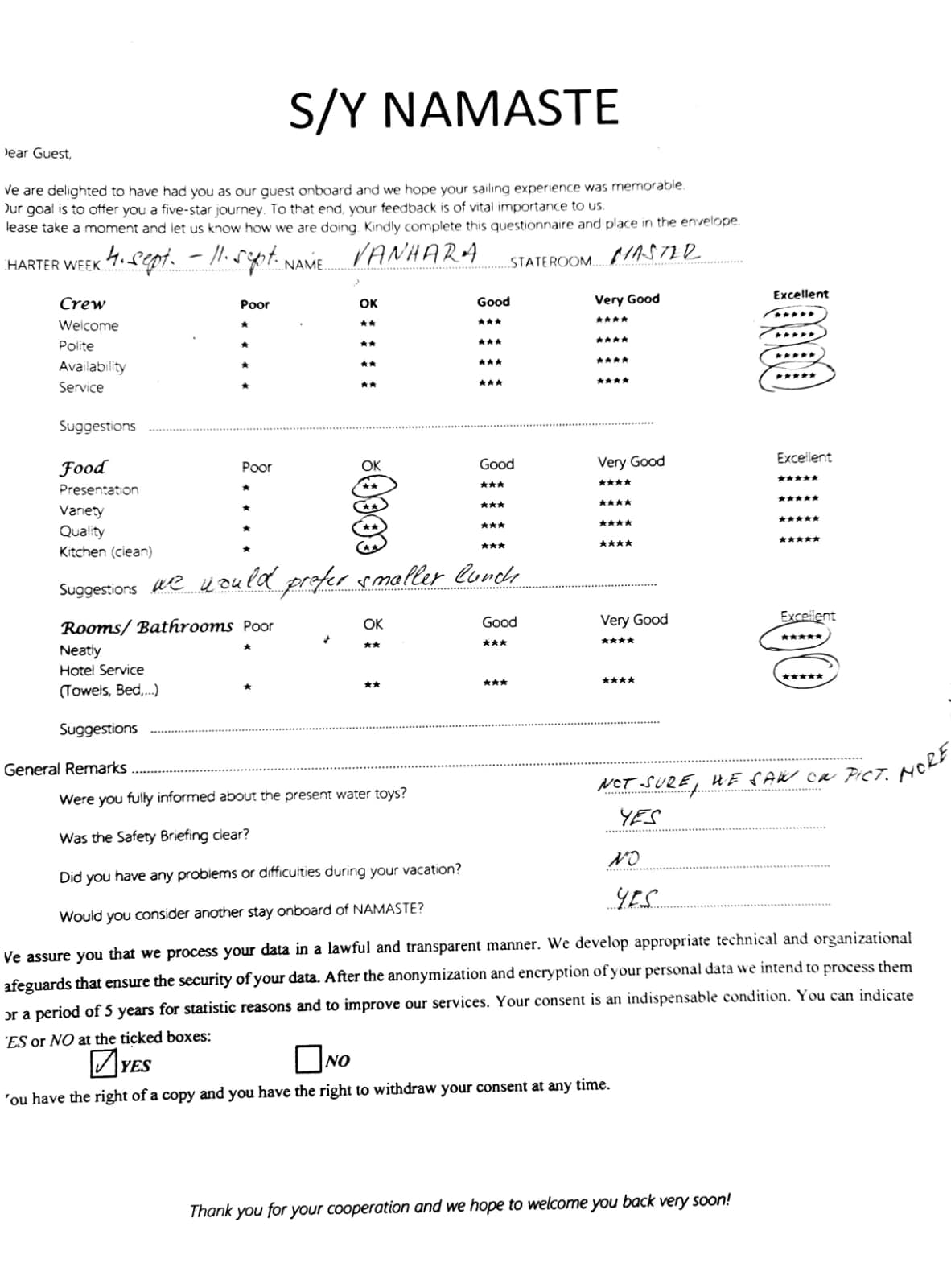 NAMASTE (SAMANA) guest review
