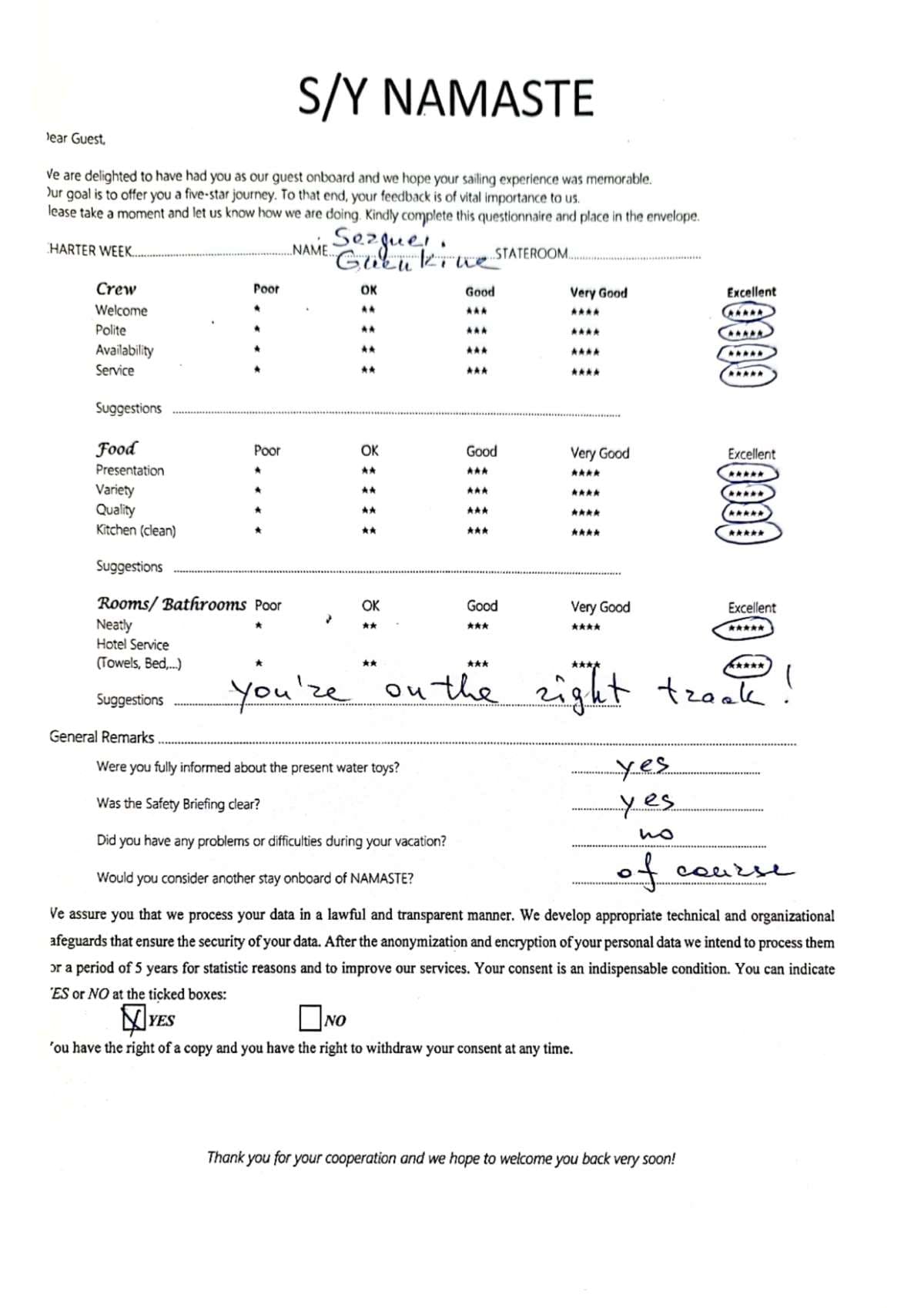 NAMASTE (SAMANA) guest review