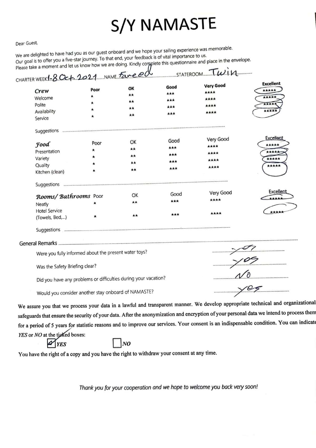 NAMASTE (SAMANA) guest review