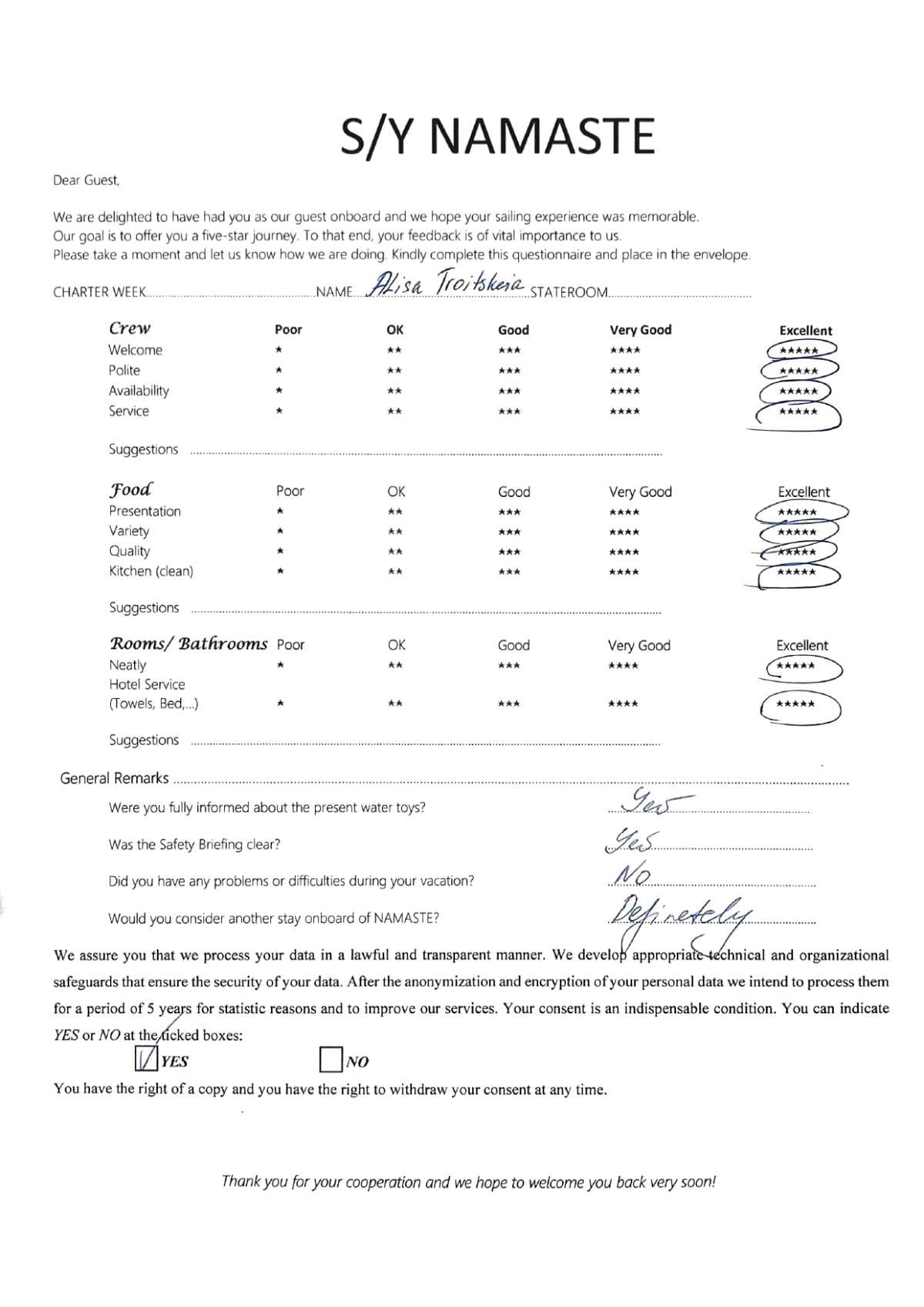 NAMASTE (SAMANA) guest review