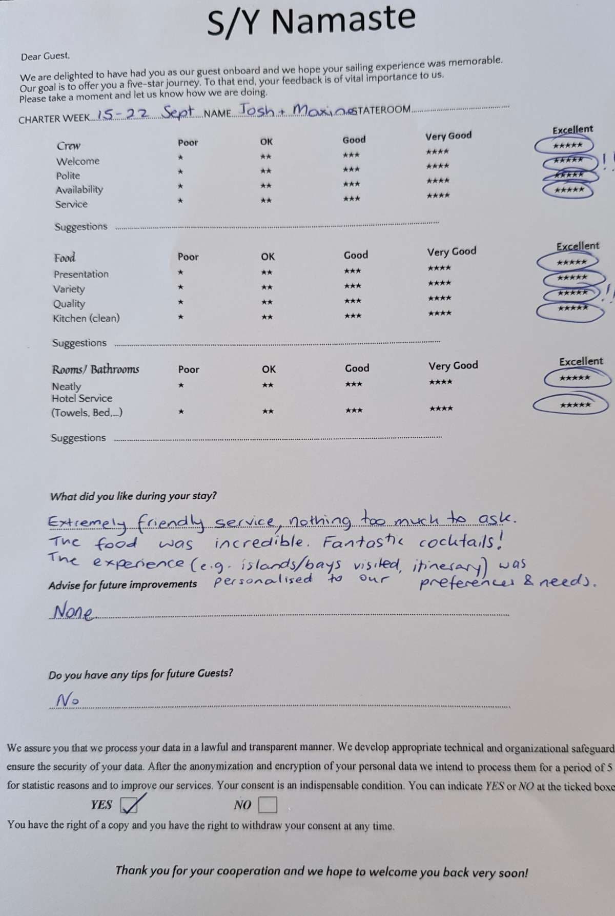 NAMASTE (SAMANA) guest review