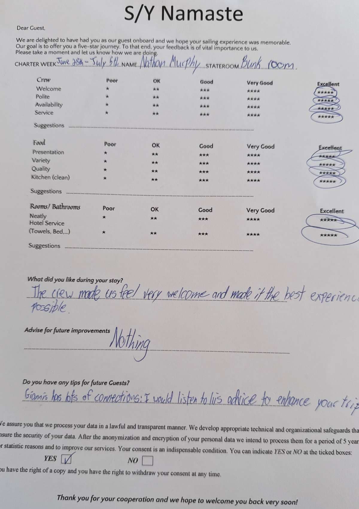 NAMASTE (SAMANA) guest review