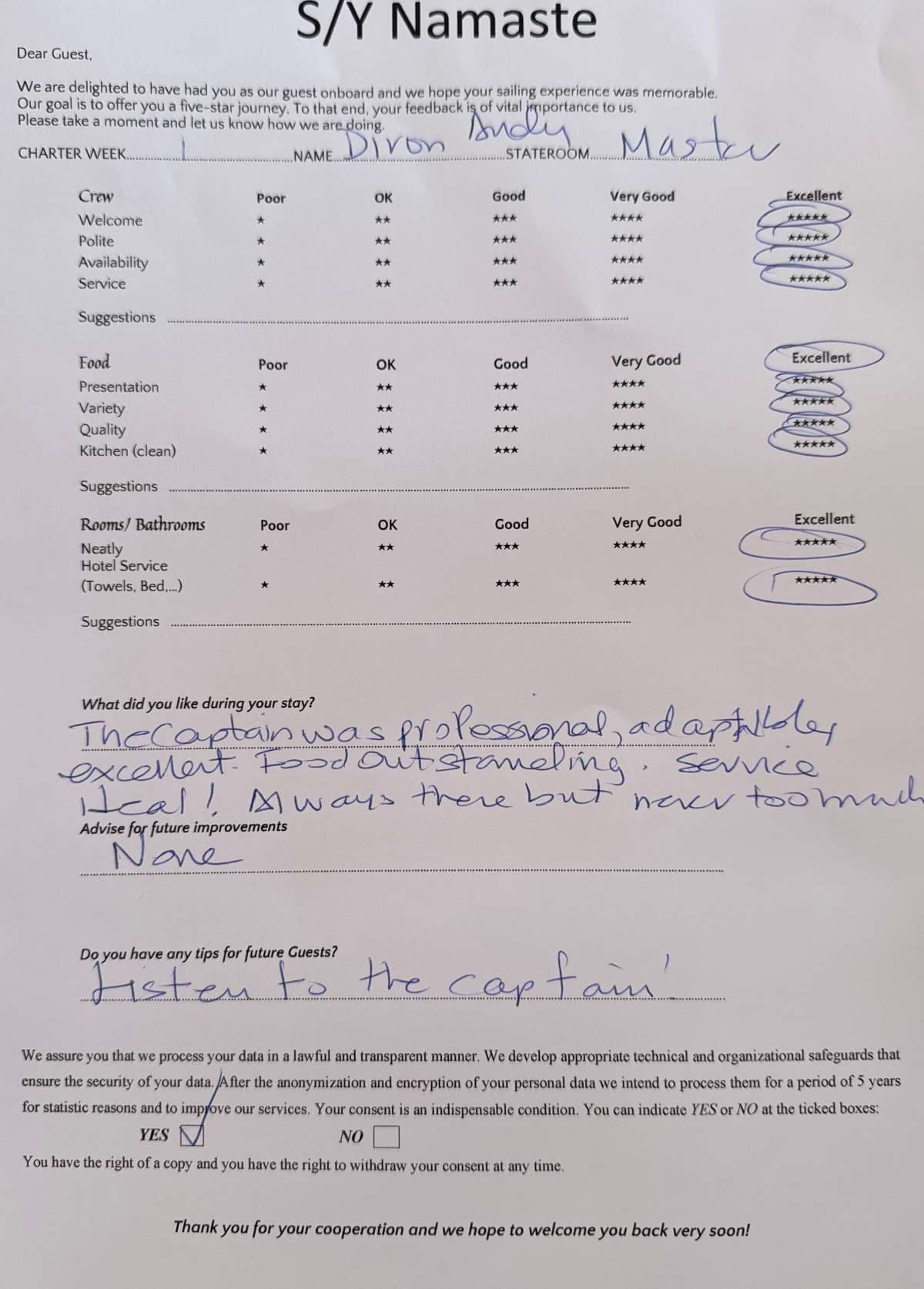 NAMASTE (SAMANA) guest review