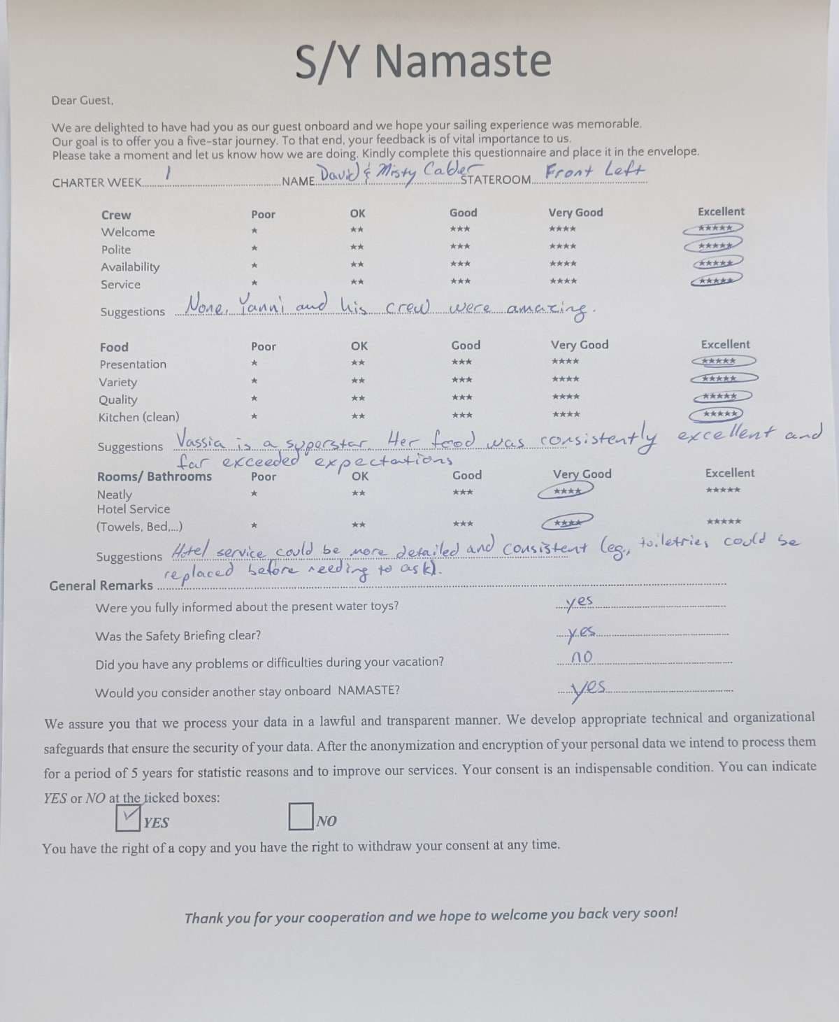 NAMASTE (SAMANA) guest review
