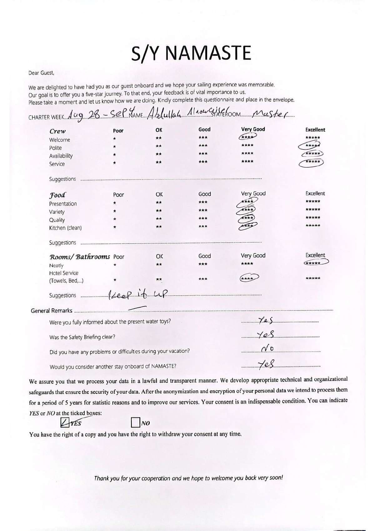 NAMASTE (SAMANA) guest review