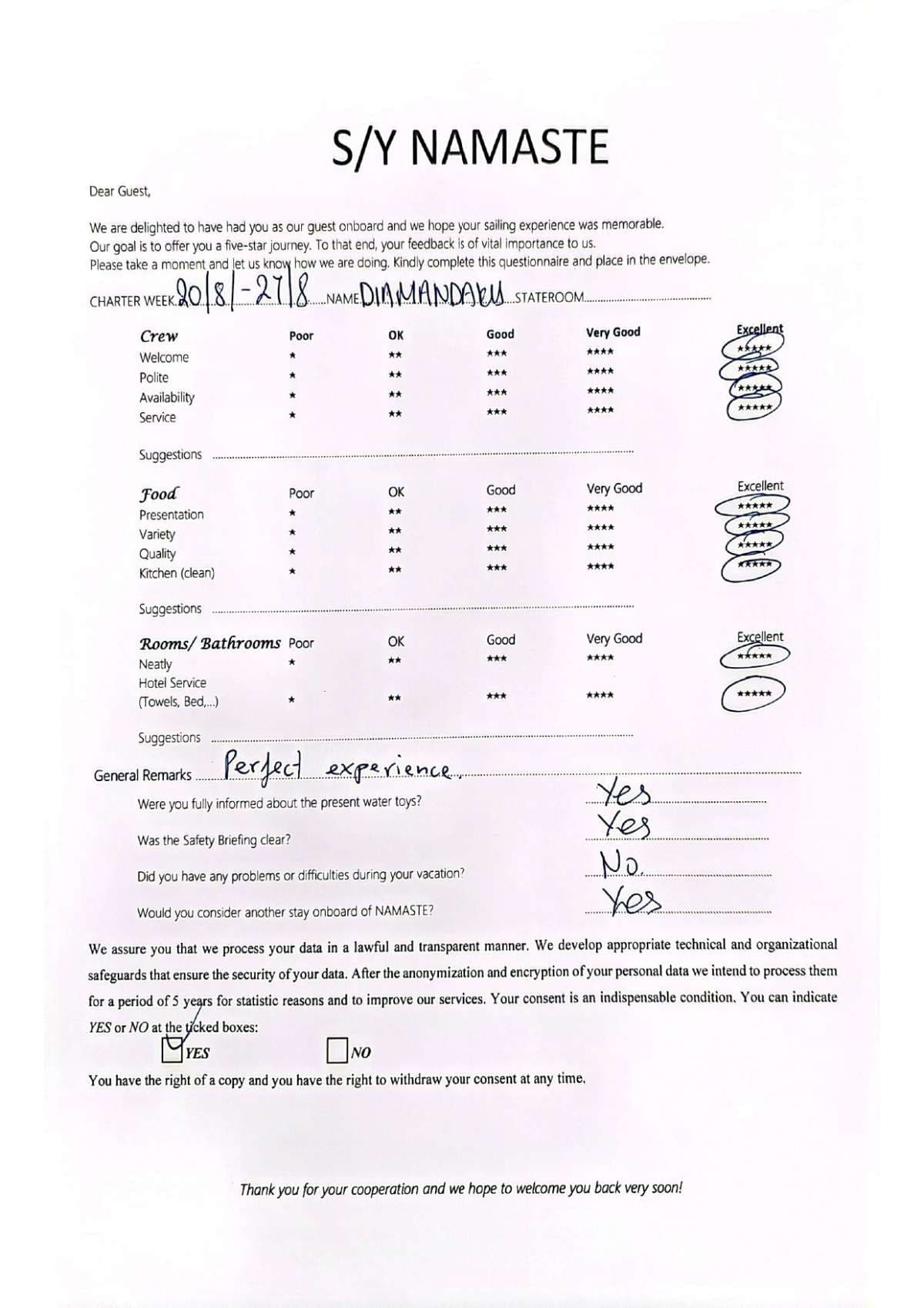 NAMASTE (SAMANA) guest review