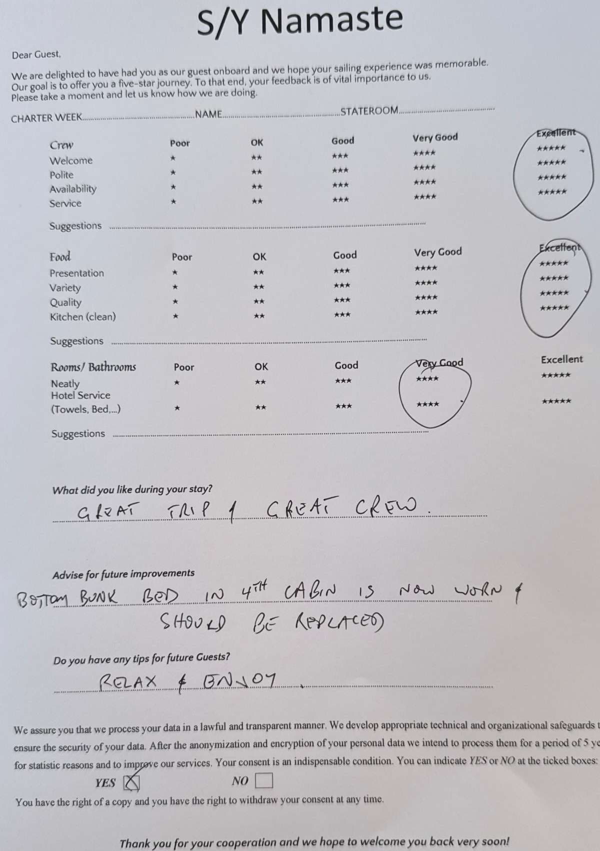 NAMASTE (SAMANA) guest review