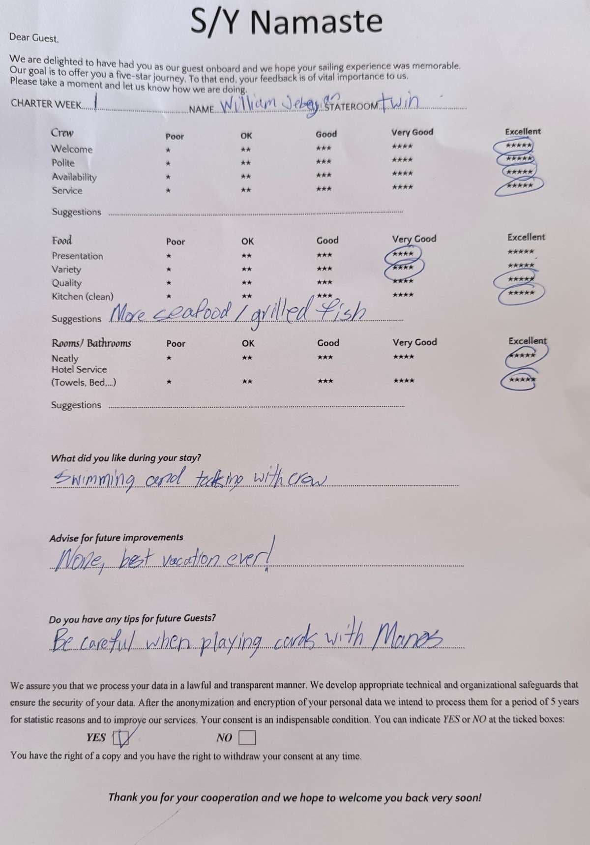 NAMASTE (SAMANA) guest review