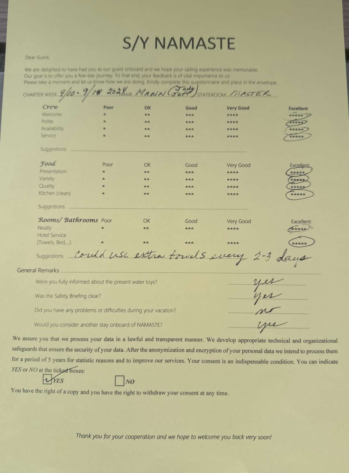 NAMASTE (SAMANA) guest review