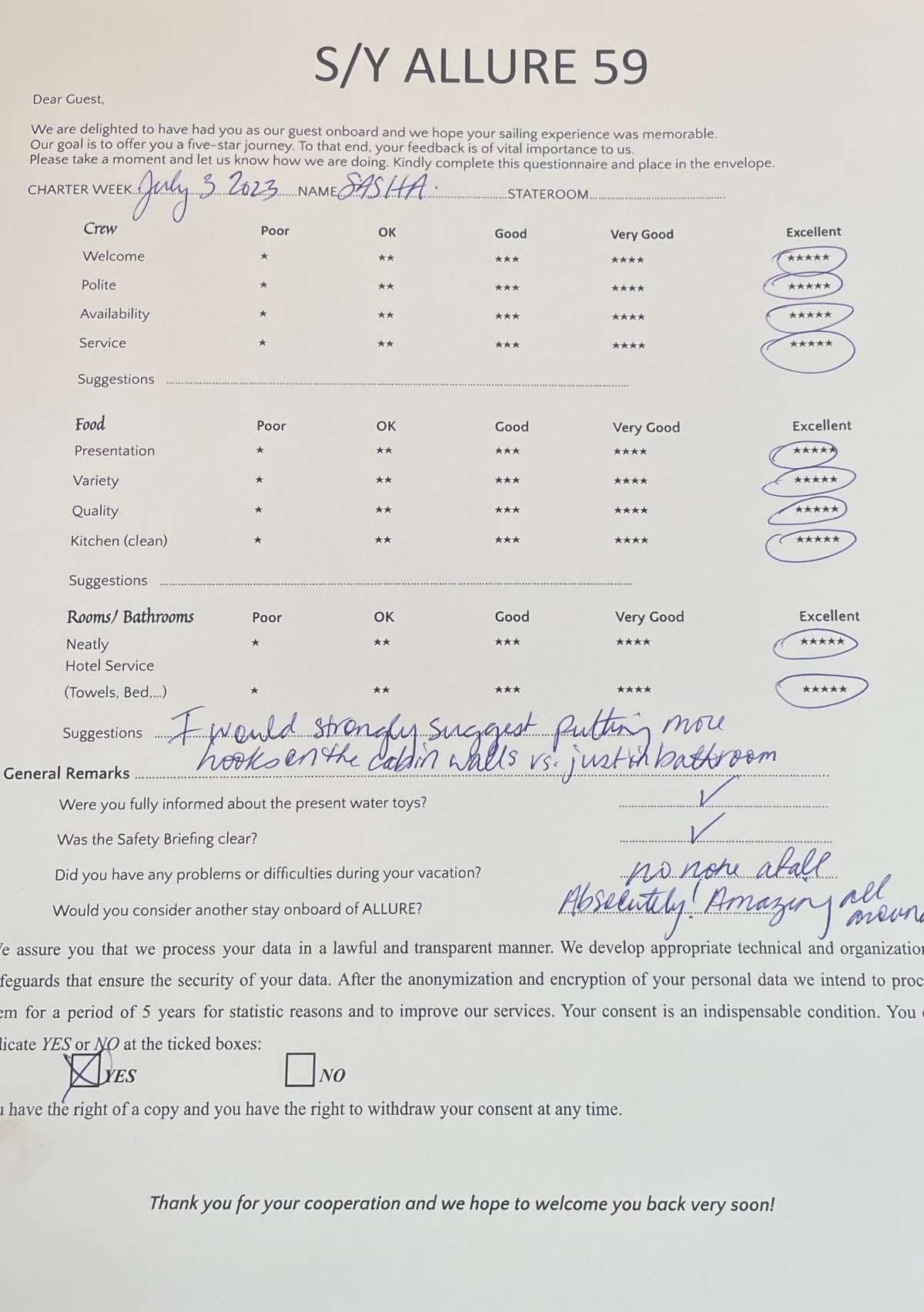 ALLURE guest review