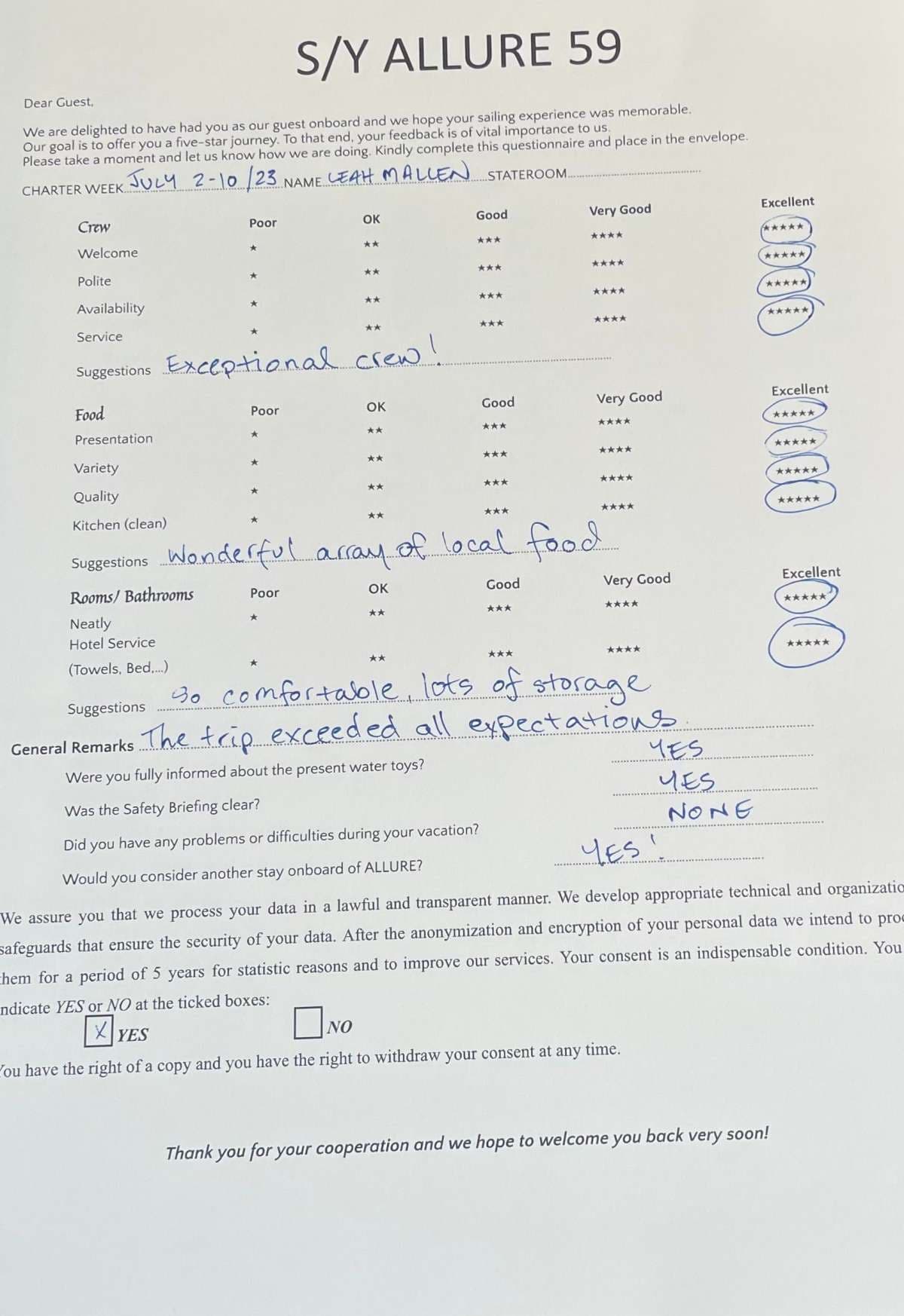 ALLURE guest review