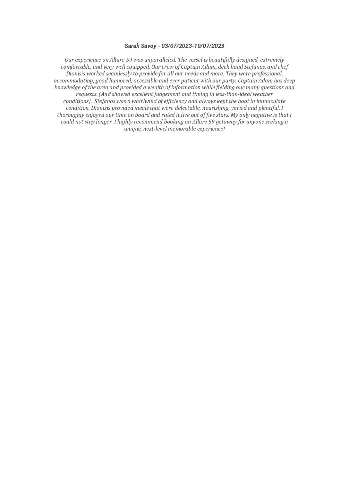 ALLURE guest review