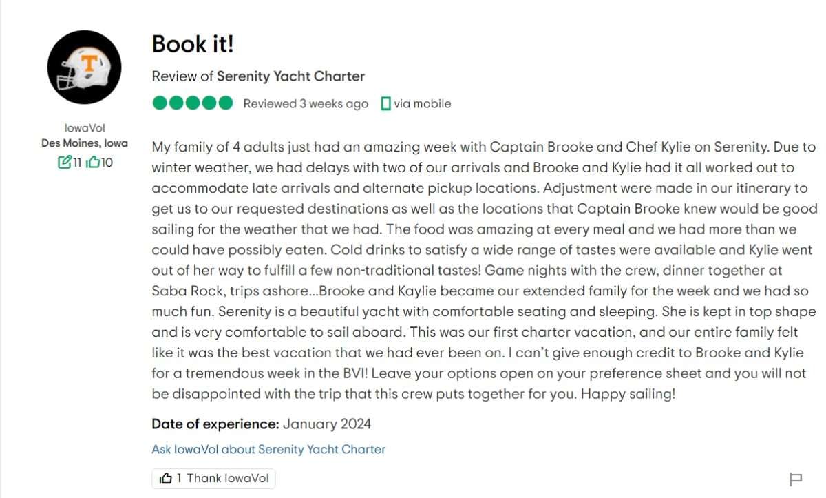 Serenity guest review