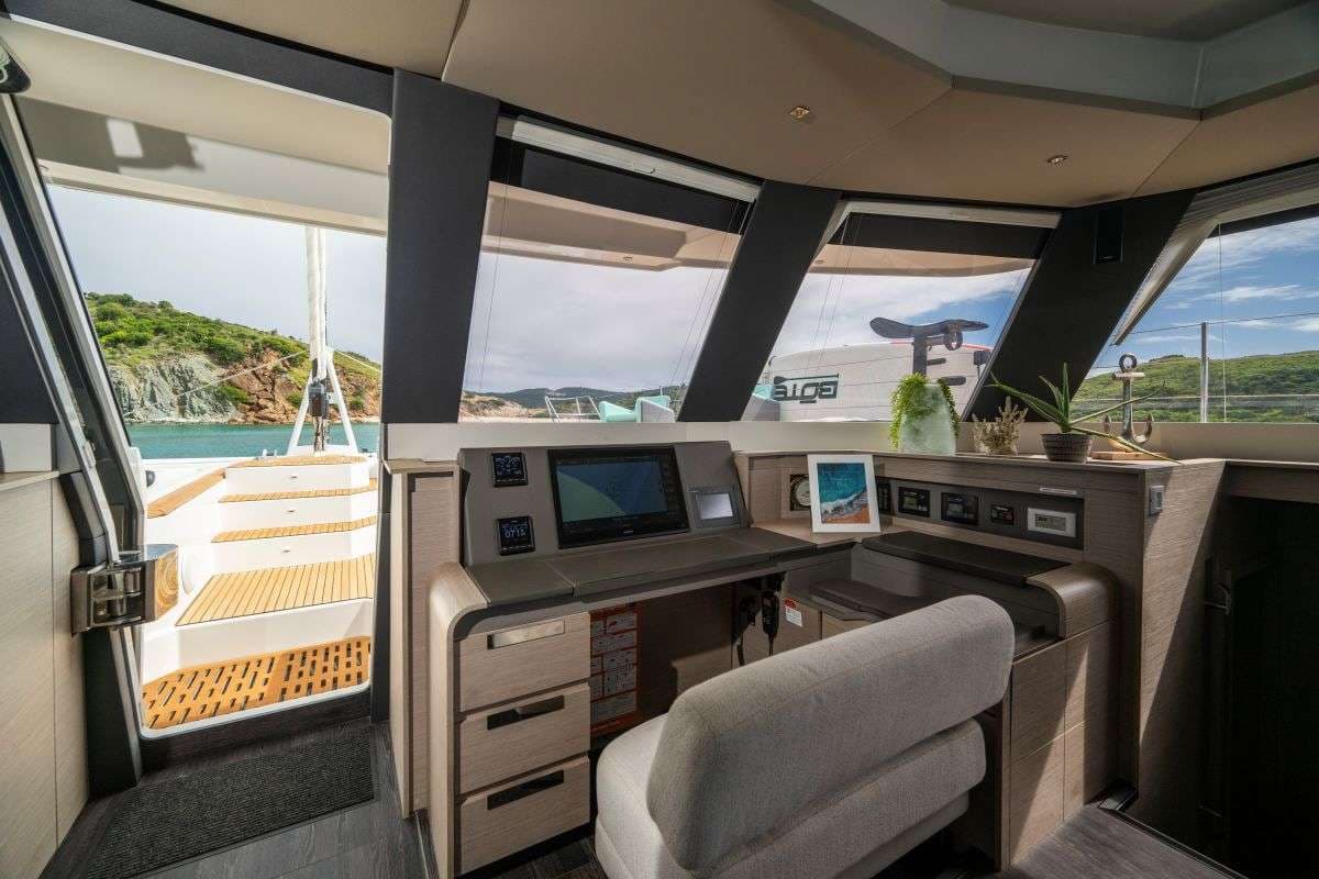 Front door to bow seating area