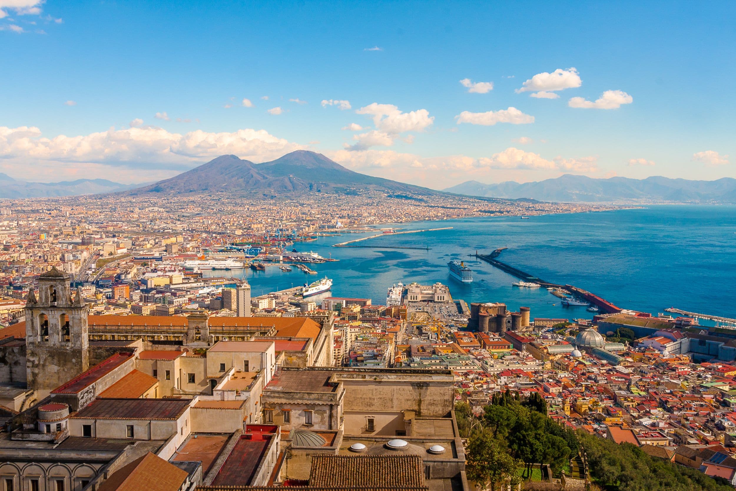town and marina bay of naples italy