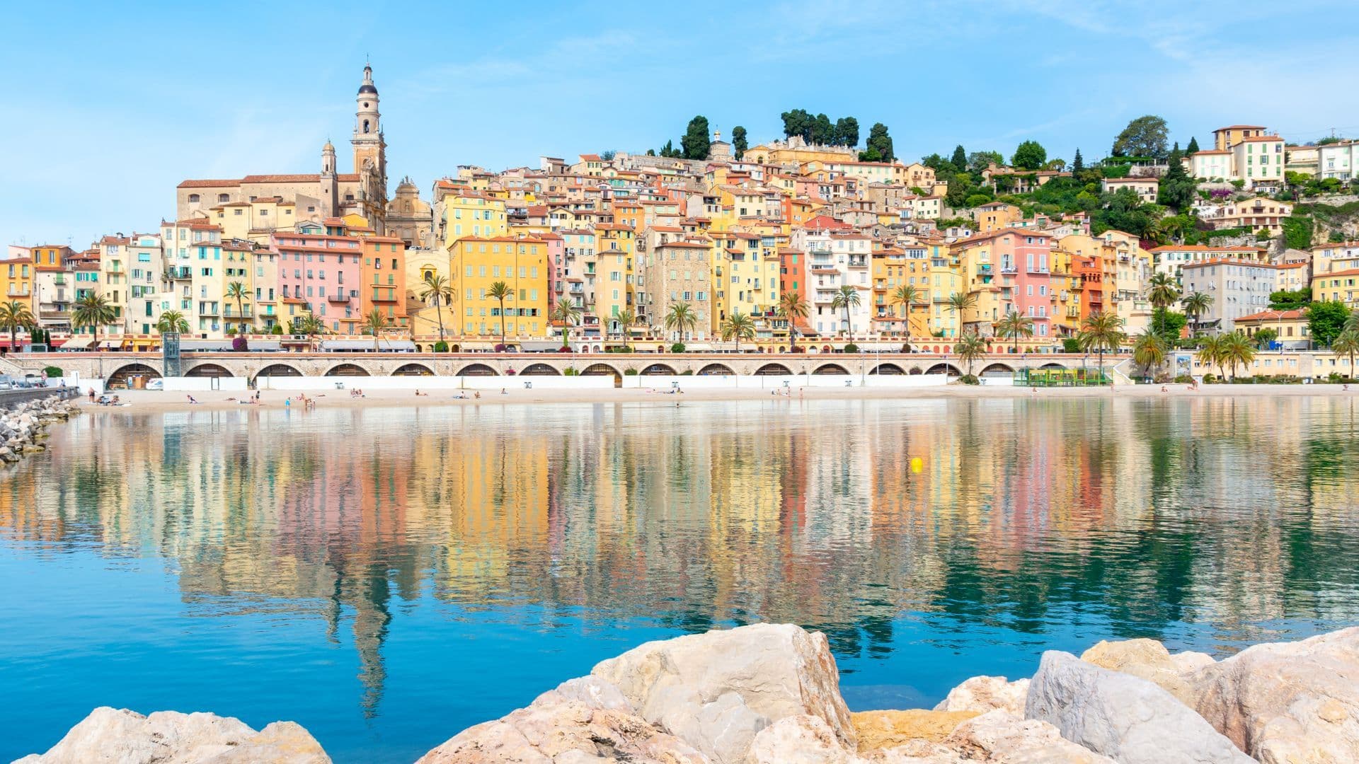 beautiful colorful town menton on french riviera cote d'azur france